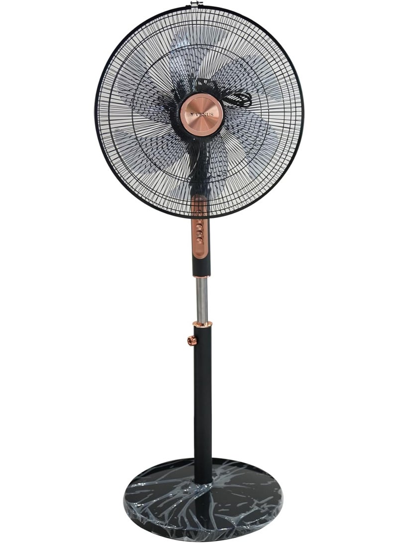VENUS 16" STAND FAN - 6 ERGONOMIC BLADES, 4 OPERATING SPEEDS,90° ROTATION, 30° TILT & OSCILLATION,  CHILD SAFETY GRILL, 1.25M ADJUSTABLE HEIGHT, ROUND FIXED BASE - Image 4